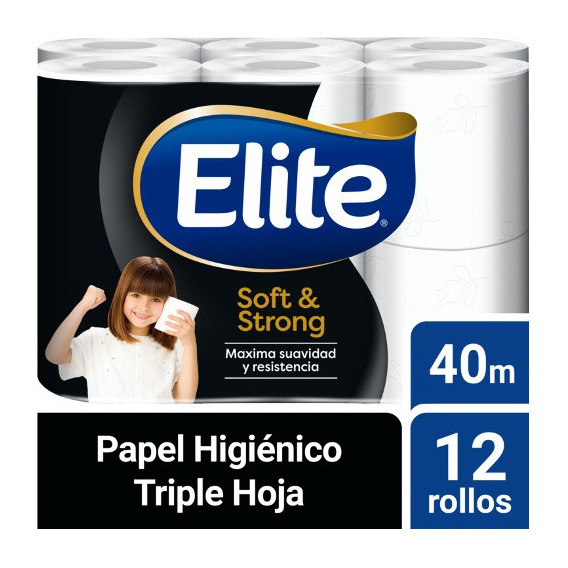 Papel Higiénico Elite Triple Hoja Soft & Strong 12 Un 40 Mt