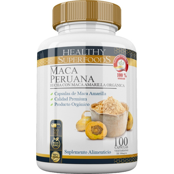 Maca Peruana Pura Orgánica 100 Capsulas 500mg Sabor Natural