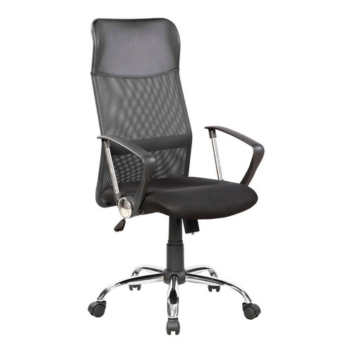  HDC Group Silla oficina ergonómica  negra con tapizado de cuero sintético y mesh