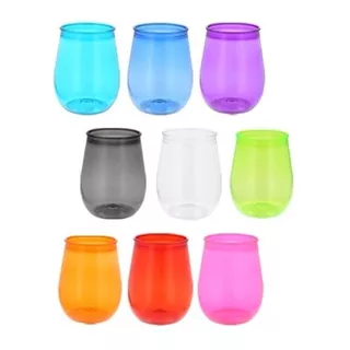 24 Vasos De Plástico Reutilizables Ecológico 9 Colores 350ml