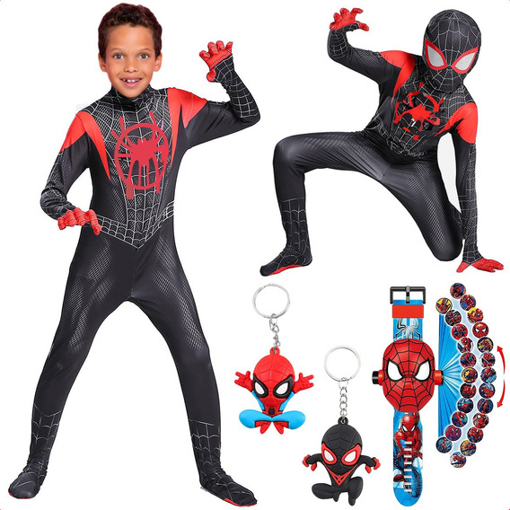 Disfraz Hombre Araña Traje De Spider Man Niño Cosplay Anime Araña Miles Morales