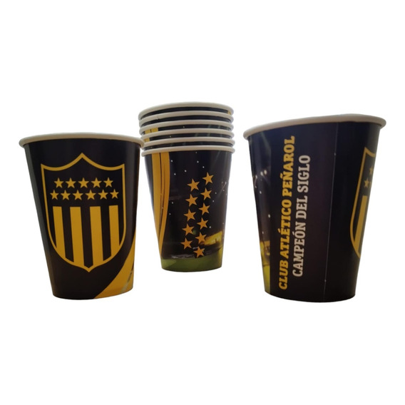 Pack X 8 Vasos Descartables Cotillon Peñarol Futbol