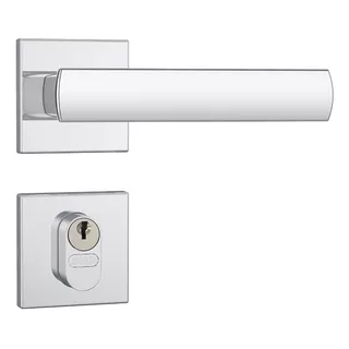 Fechadura Porta Externa 803/35 Cromado Roseta Aço Inox Stam