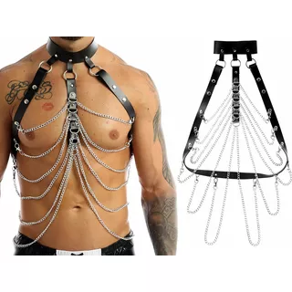 Cuero Punk Arnés Moda Hombre Gótico Cadenas Metál Choker