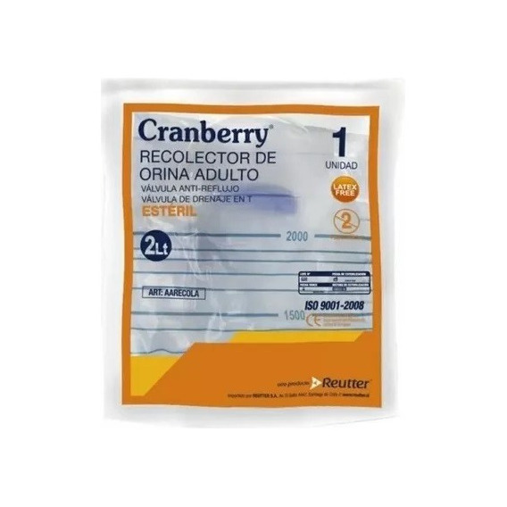 Bolsa Recolectora De Orina Estéril Adulto 2 Litros Cranberry
