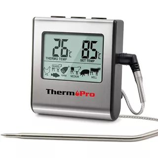 Termometro Digital Cocina Con Sonda Carnes Premium Color Gris Thermopro Tp-16