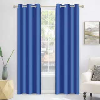 Cortinas Blackout Premium Maximax Para Ventana 2 Paneles Color Azul Real