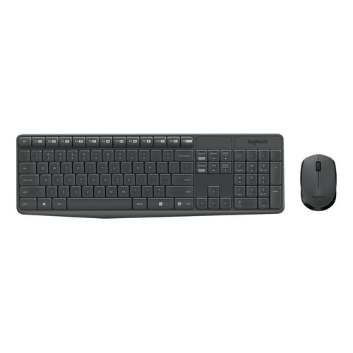 Kit de teclado y mouse inalámbrico Logitech MK235 Español teclado grafito y mouse negro
