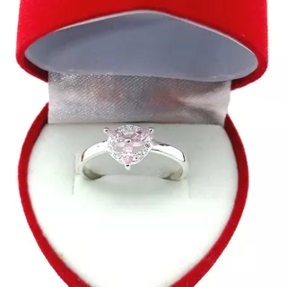 Anillo De Plata 925 3 Piedras Y Piedritas + Estuche Corazón