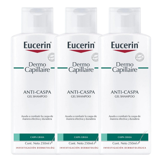 Combo X3 Shampoo Gel Anticaspa Eucerin Dermocapillaire 250ml