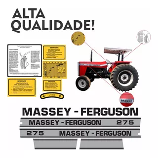 Kit Etiquetas Adesivos Trator Massey Ferguson 275