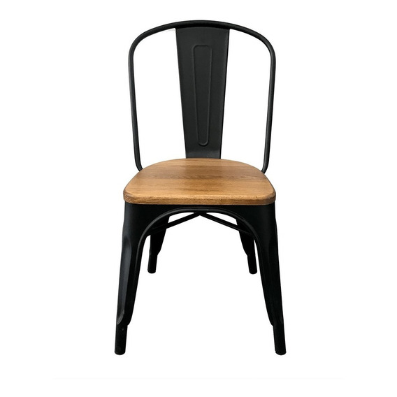 Silla Tolix Con Asiento De Madera