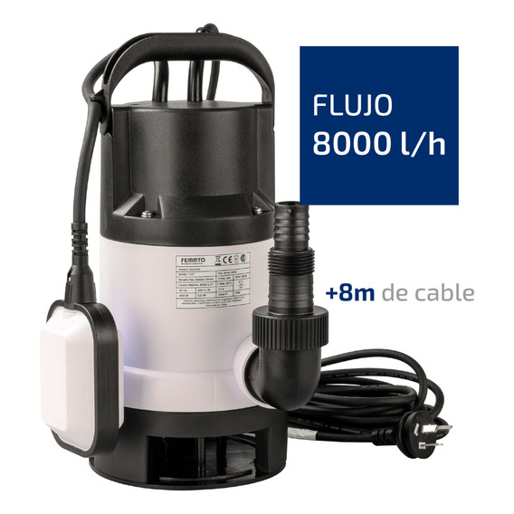 Bomba Sumergible Desagote Agua Sucia Femmto 0.5 Hp 8000 L/h