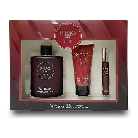 Set Perfume Piero Red Deep Edp 100 Ml + Perfumero + After Sh