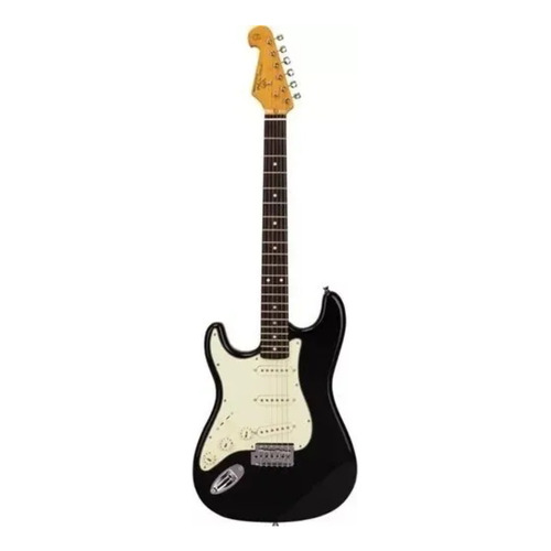 Guitarra eléctrica para zurdo SX Vintage Series FST62 stratocaster de aliso black brillante con diapasón de palo de rosa