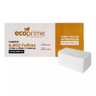 Papel Toalha 22,0cm 21cm C/ 4800 Fls Virgem Ecoprime 17 Gram