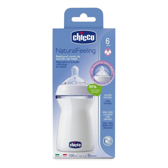 Mamadera Chicco Natural Feeling 6m+ Color Transparente