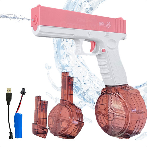 Pistola Agua Automática Rosa Azul Alberca Juguete Recargable