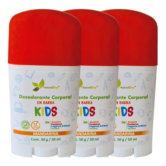 3 Desodorantes Niños En Barra Natural Unisex - Kids - Mandar Mandarina