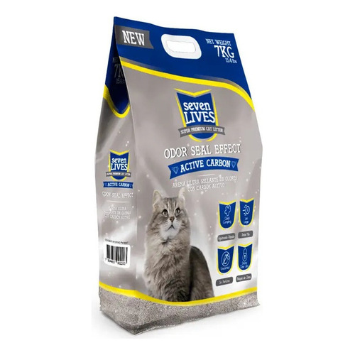 Seven arena para gatos sellador de olores con carbón activo 7kg