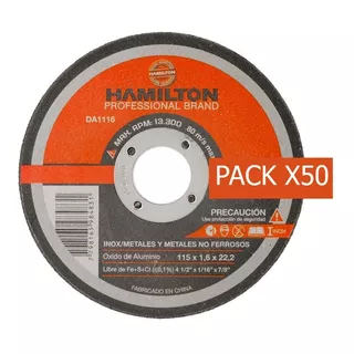 Disco Abrasivo Pack X50 Corte 115x1,6mm Acero Hamilton 