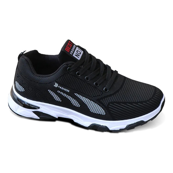 Tenis De Correr Impermeables De Cuero Negro Para Hombre