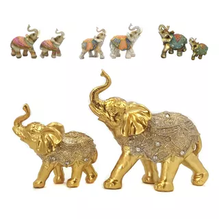 Par Elefantes Decorativo Resina Indiano Sabedoria Sorte