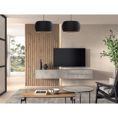 Lampara Colgante Roma 30cm Negro Sustentable 3d Apto Led E27
