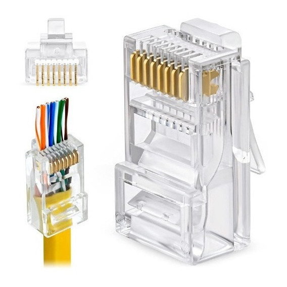 Conectores X 10 Rj45 Cat 5e Chips Cable De Red Conector