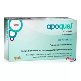 Apoquel Dermatológico Anti Coceira Cães 16 Mg 20 Comp 16mg