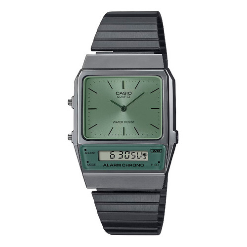 Reloj Casio Unisex Aq-800ecgg-3a Color de la malla Gris Color del bisel Plateado Color del fondo Verde