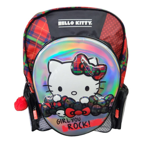 Mochila Wabro Hello Kitty Rock Espalda Niñas Escolar 17 In Color Negro Diseño De La Tela 74315