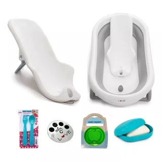 Bañera Bebe Plegable Ultra Compacta Tapón De Drenaje Love 