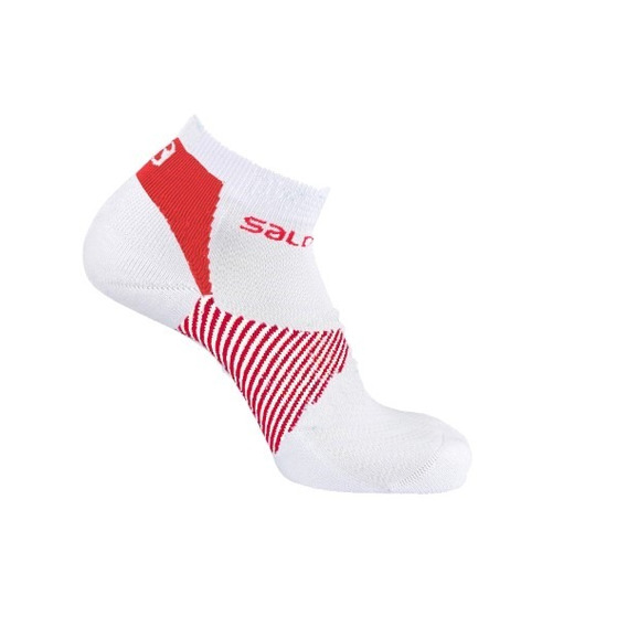 Medias Masculina Salomon - Speed Support M Blanco/rojo - Run