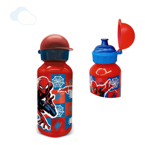Botella Plástica Infantil Spiderman Marvel 370 Ml Color Rojo