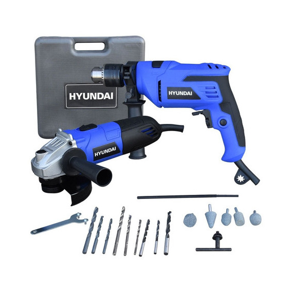 Kit De Rotomartillo Hyrt500 + Mini Amoladora Hya500- Hyk5000 Color Azul Frecuencia 60 Hz