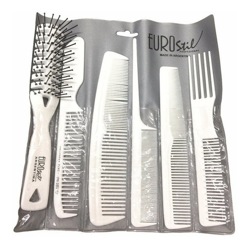 Set 5 Peines + Cepillo Para Peinar Pelo Peluqueria Eurostil