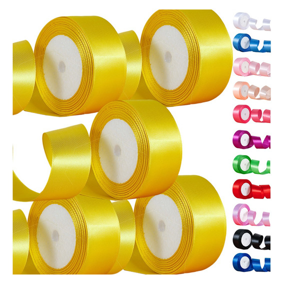 5 Rollos Cintas 4cm*112.5m Satinado Decoracion Colores