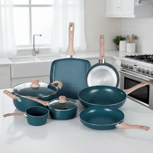 Bateria Cocina Ollas Sarten 9 Pzs Ceramica Alpina Cer 07 Color Gris