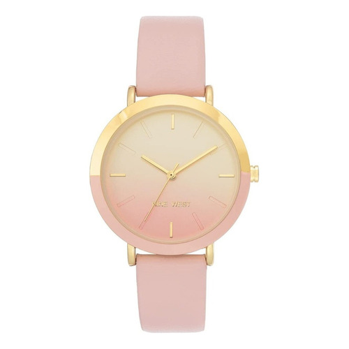 Nine West Reloj De Diseñador Rosa Con Dorado Nw/2346gplp Dht Color de la correa Rosa claro Color del bisel Dorado rosa Color del fondo Dorado rosa