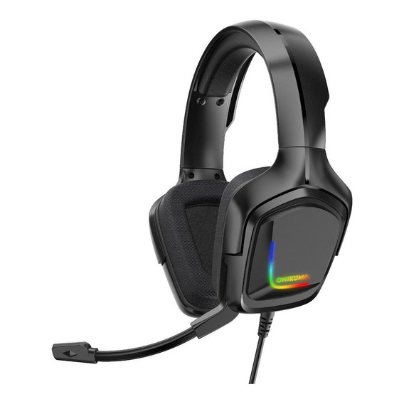 Auriculares gamer Onikuma K20 negro con luz  rgb LED