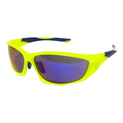 Lentes Wallis Deportivos Armazón Verde Micas Azul C/estuche