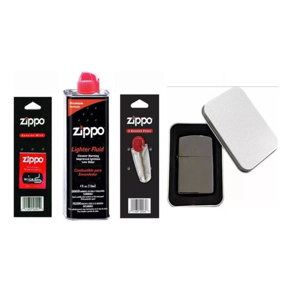 Kit Zippo / Gas Piedra + Encendedor Tipo Zippo Con Estuche