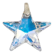 Dije Plata Cristal Swa Estrella Aurora Boreal 30mm Con Tanza