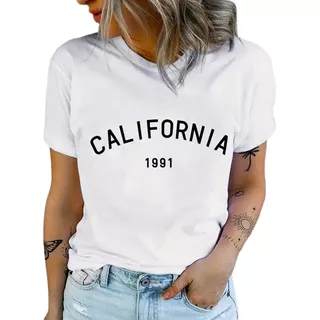 Blusa Camiseta Feminina California Manga Curta T-shirt Verâo