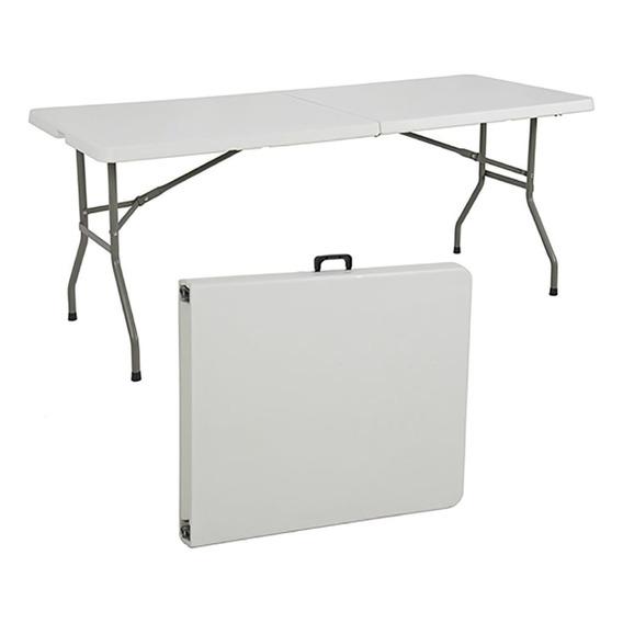 Mesa Plegable 180x75x74cm Tipo Maleta Blanca