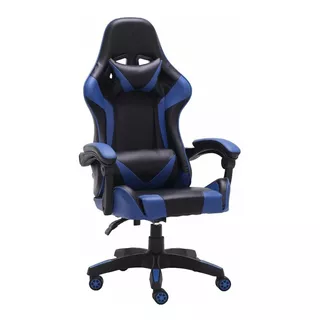 Cadeira De Escritório Best G600 Gamer Ergonômica  Preto E Azul Com Estofado De Couro Sintético