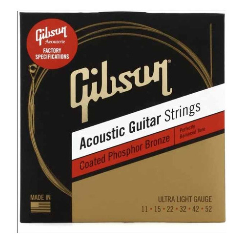Gibson Cuerdas De Guitarra Acústica De Bronce Calibres 11-52