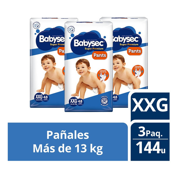 3 Paquetes Pants Babysec Super Premium 144 Un Talla Xxg