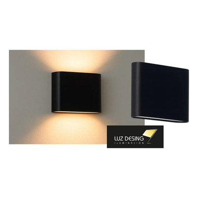Bidireccional Aluminio Led 12w Luton 2 Negro Moderno Chato  Negro